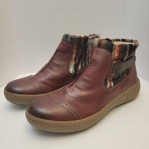 Rieker Felicitas Cuff Knit Zip Ankle Bootie Womens Red Multi Size US 9.5 EU‎ 40